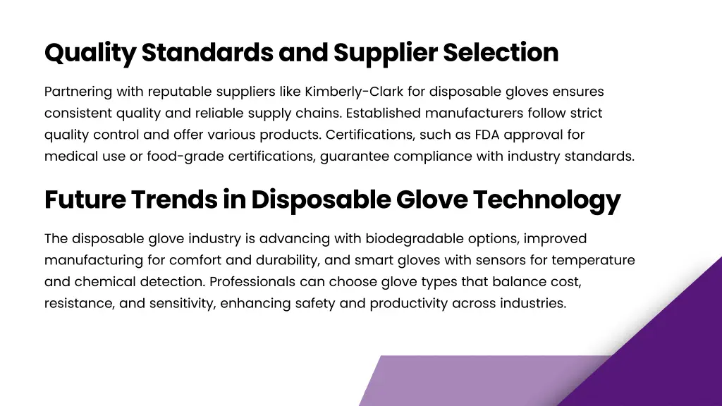 quality standards and supplier selection