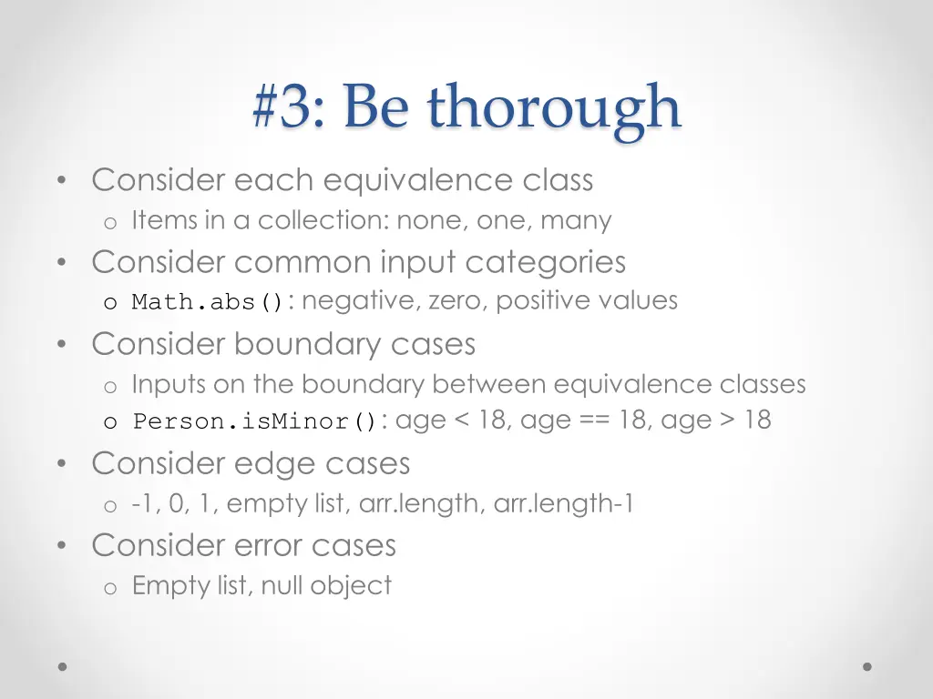 3 be thorough consider each equivalence class