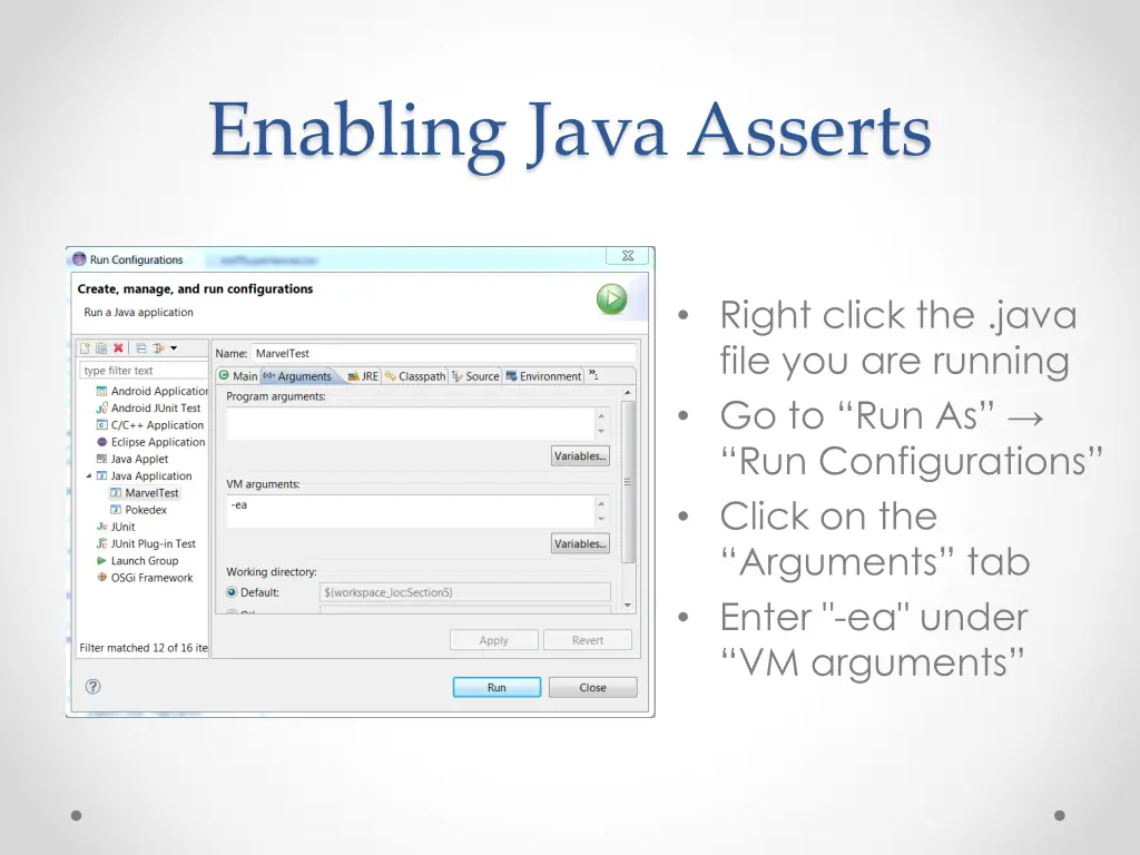 enabling java asserts