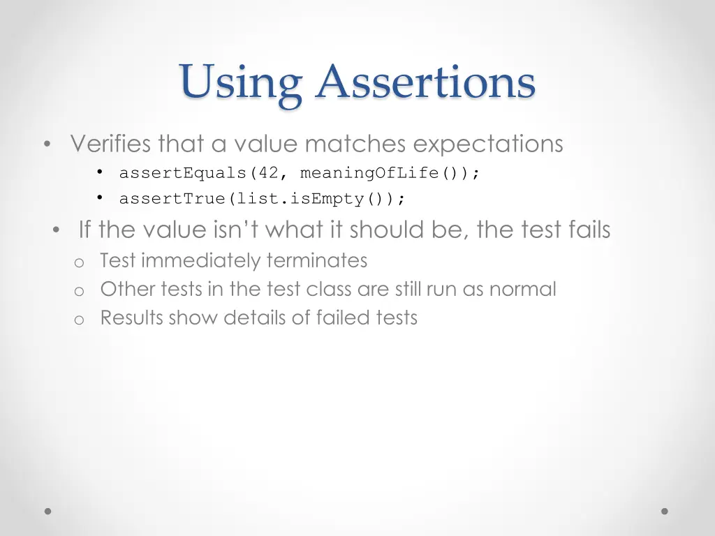 using assertions