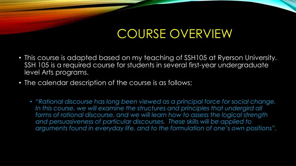 course overview