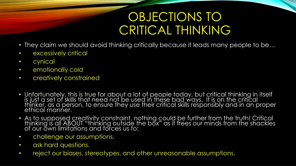 objections to critical thinking