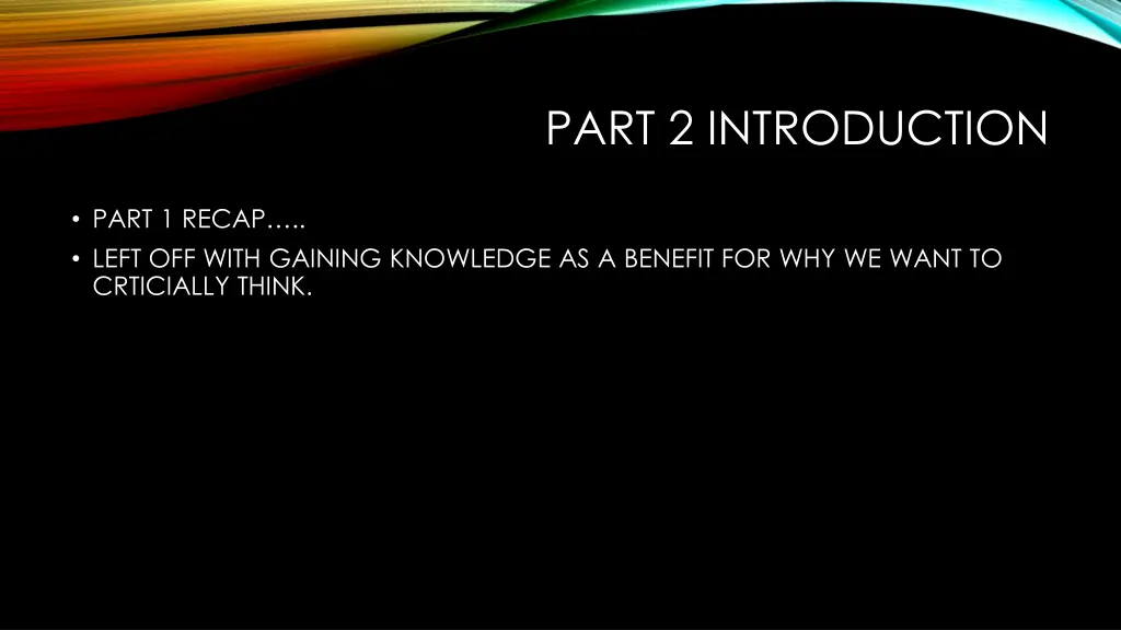 part 2 introduction