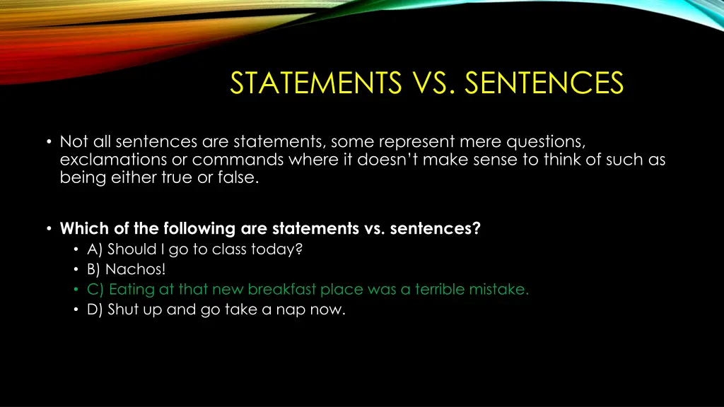 statements vs sentences