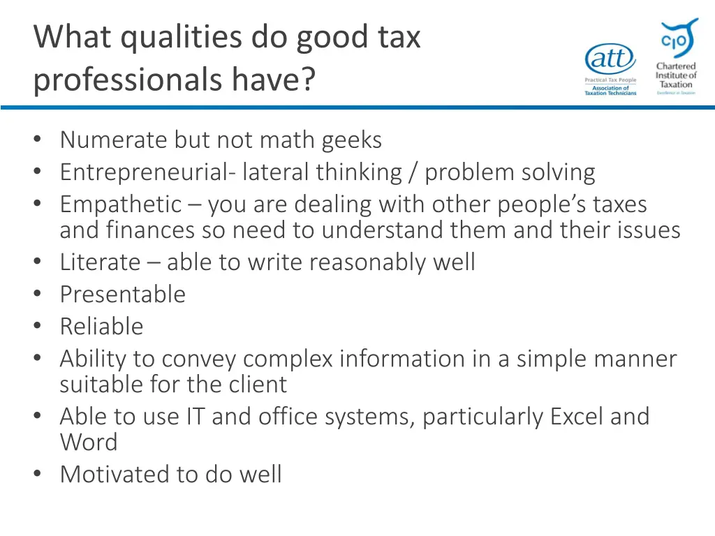 what qualities do good tax professionals have