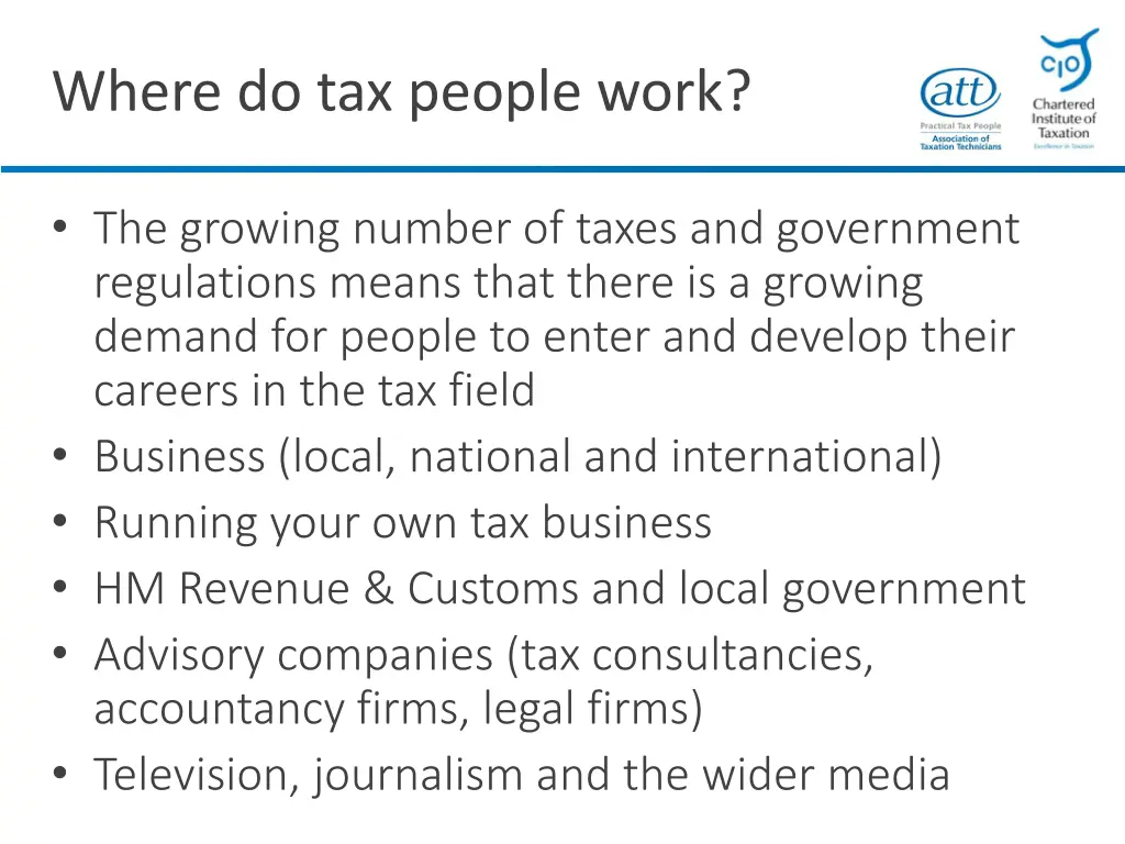 where do tax people work