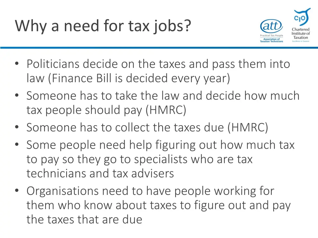 why a need for tax jobs