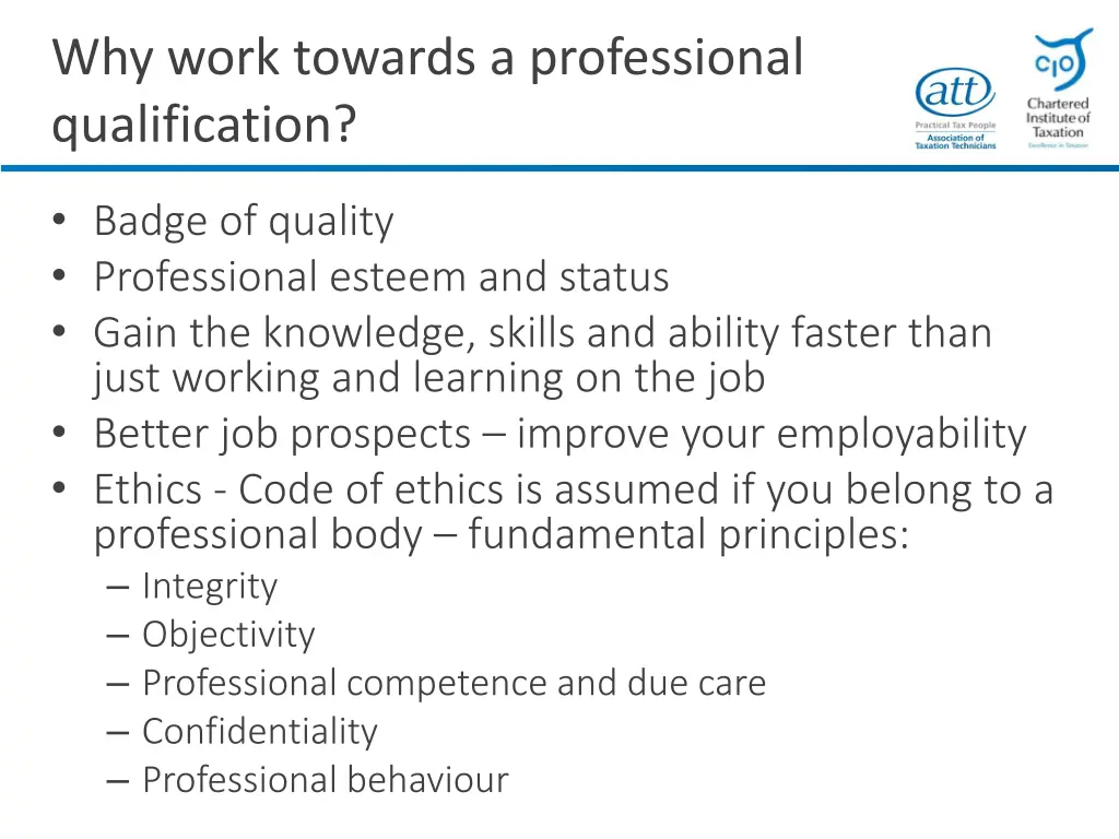 why work towards a professional qualification