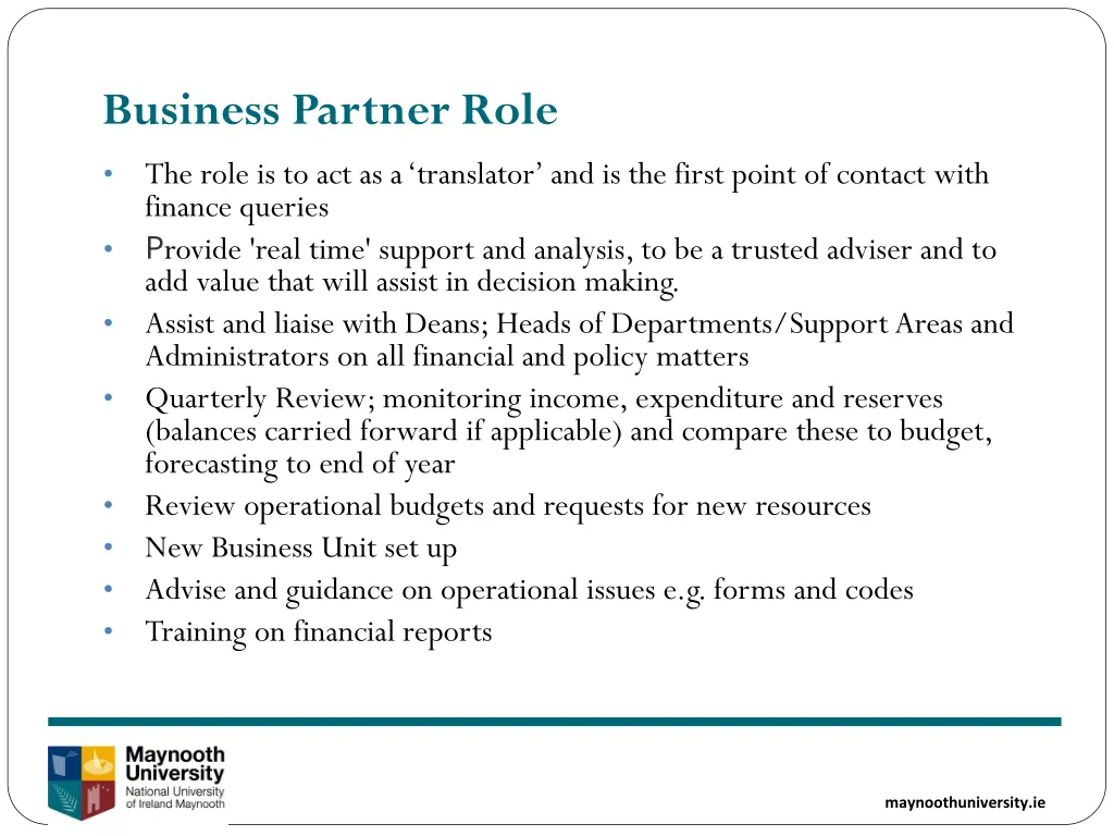 business partner role the role