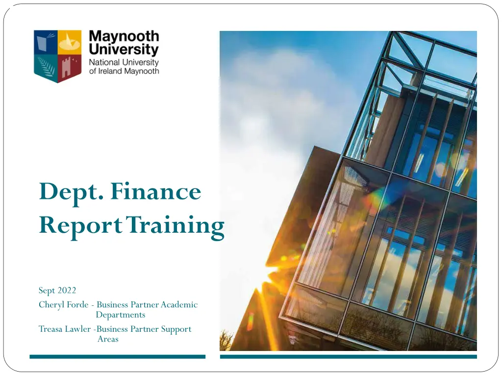 dept finance report training