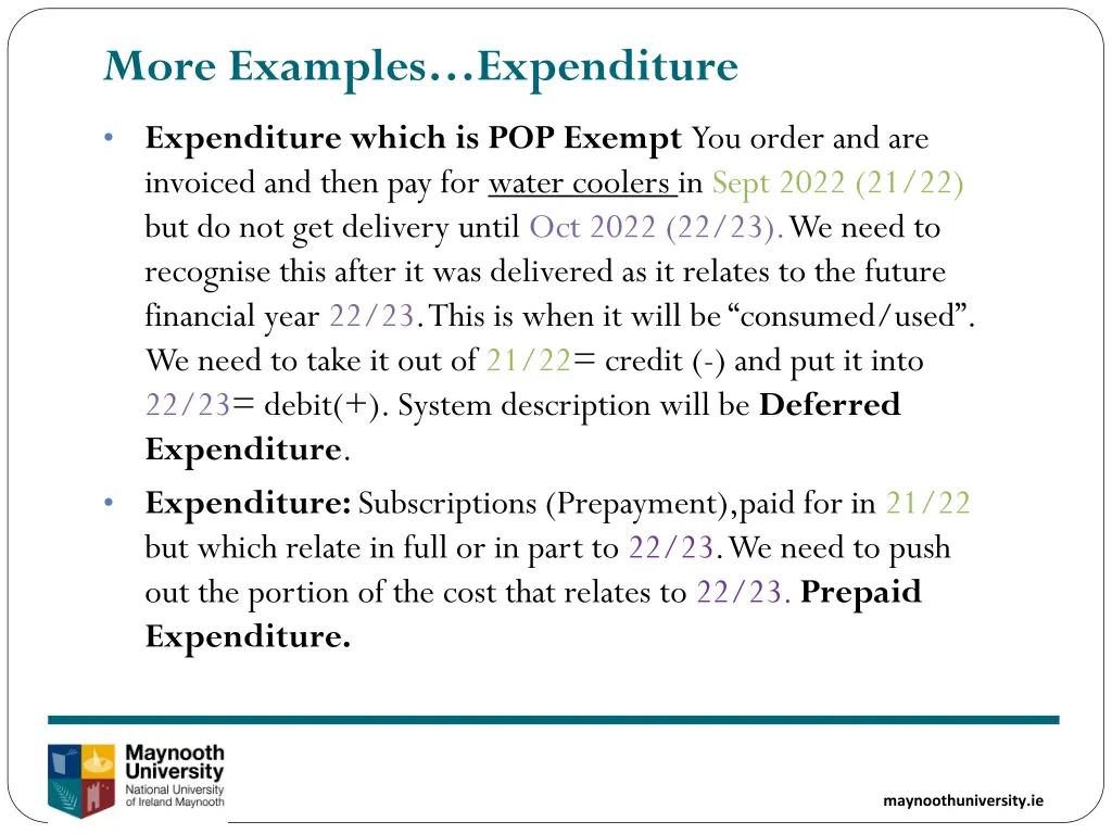 more examples expenditure
