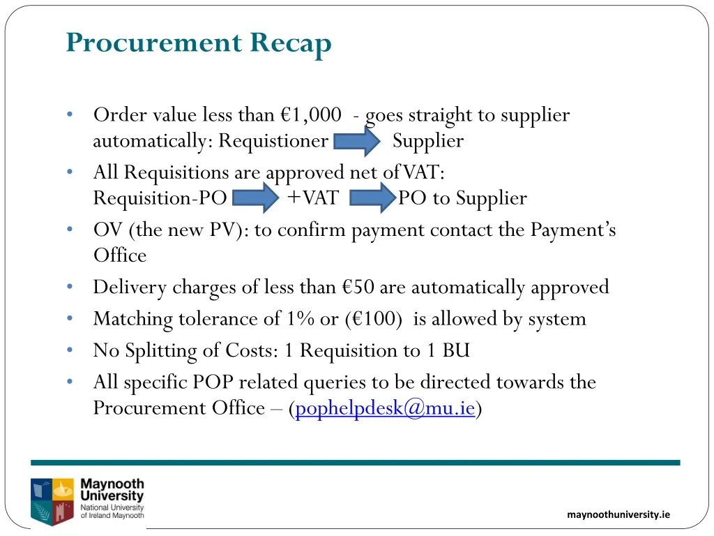 procurement recap