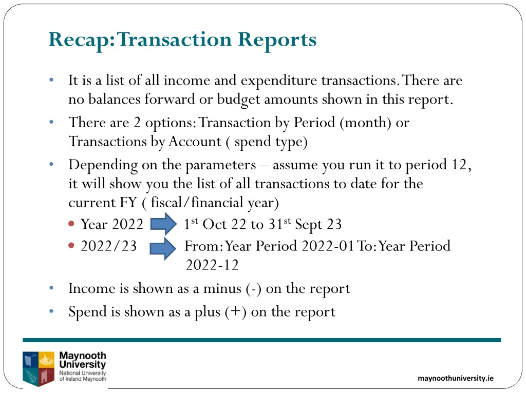 recap transaction reports