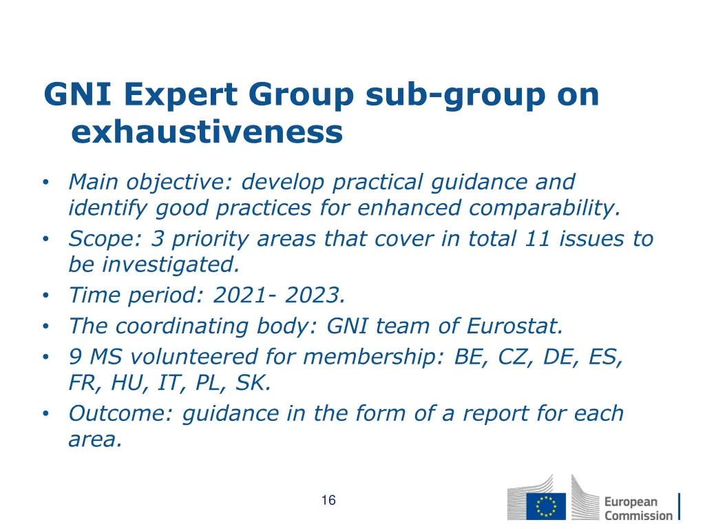 gni expert group sub group on exhaustiveness