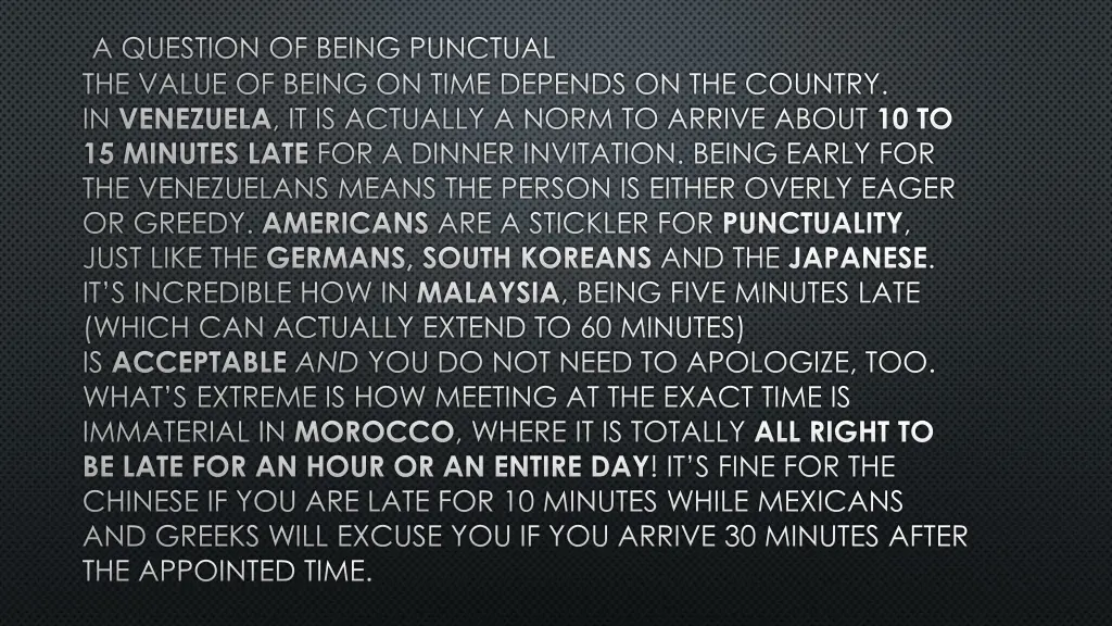 a question of being punctual the value of being