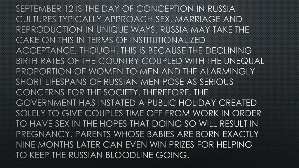 september 12 is the day of conception in russia