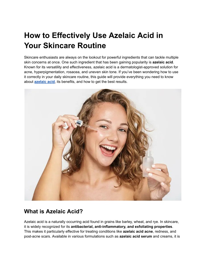how to effectively use azelaic acid in your
