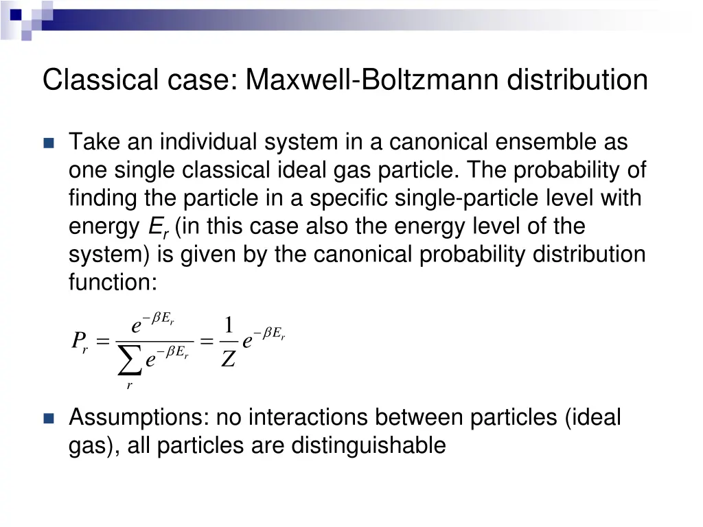 classical case maxwell boltzmann distribution