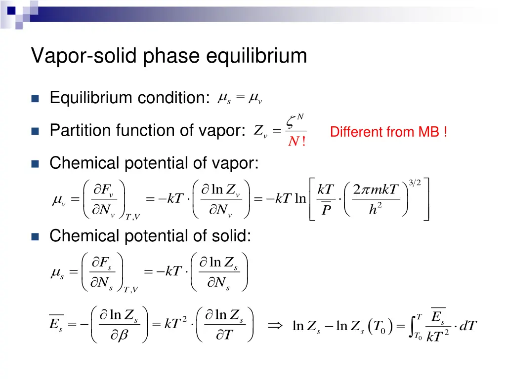 vapor solid phase equilibrium