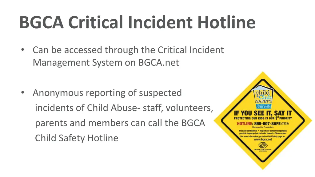 bgca critical incident hotline