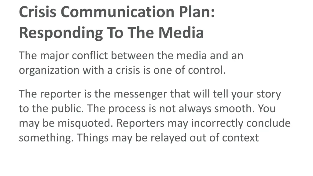 crisis communication plan responding to the media