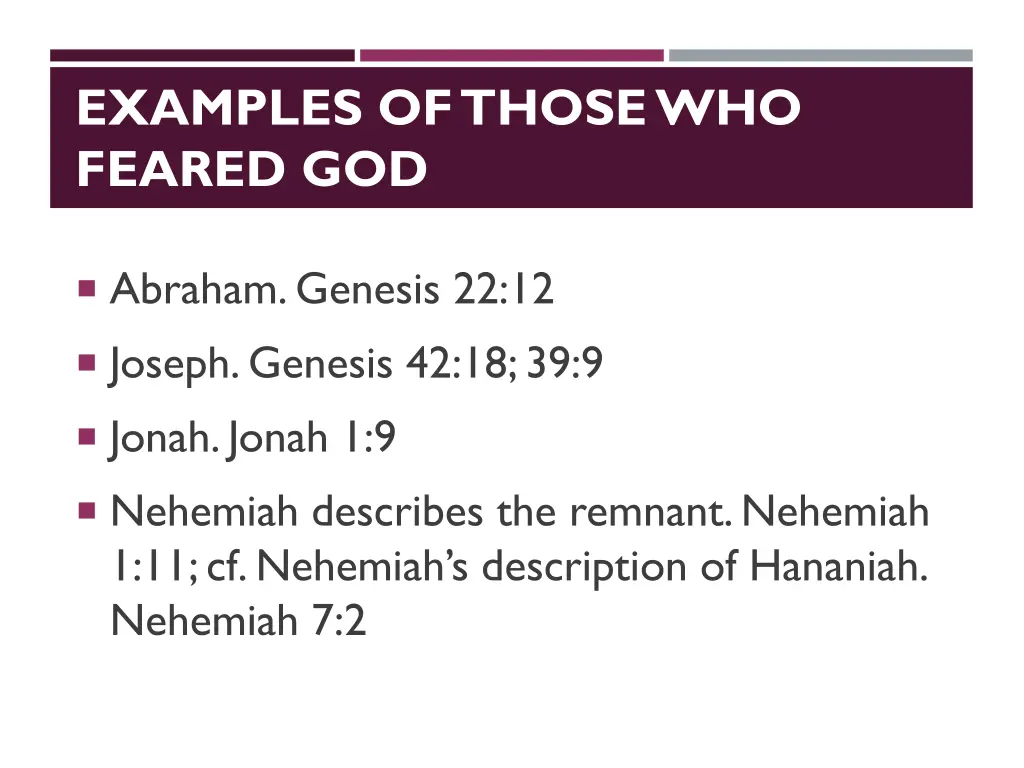 examples of those who feared god