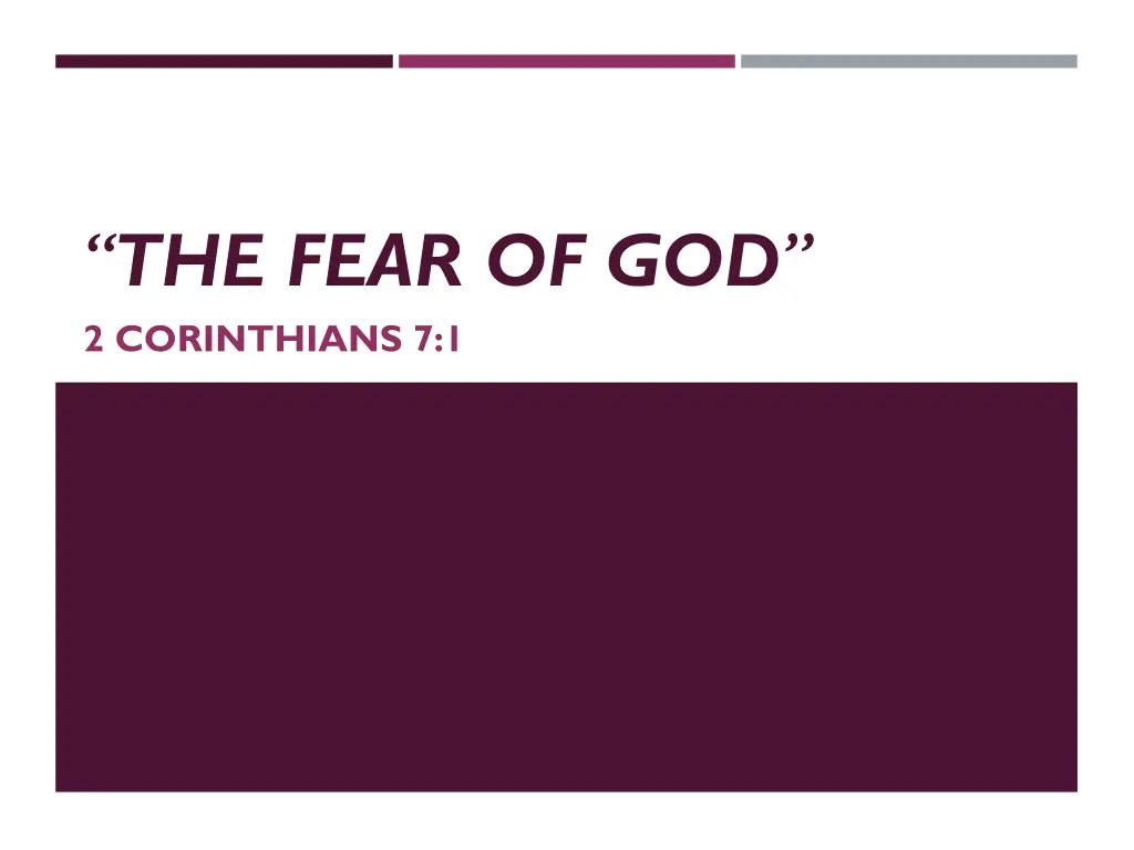 the fear of god 2 corinthians 7 1