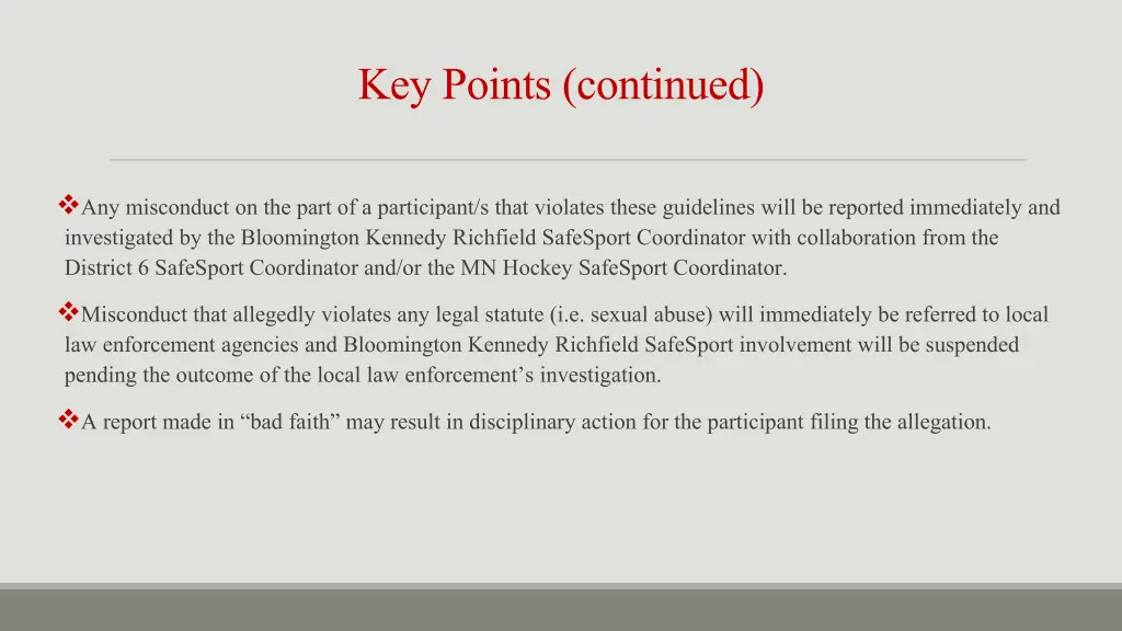 key points continued