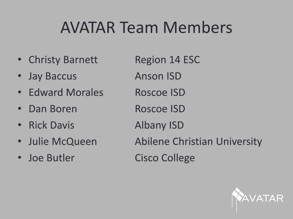 avatar team members