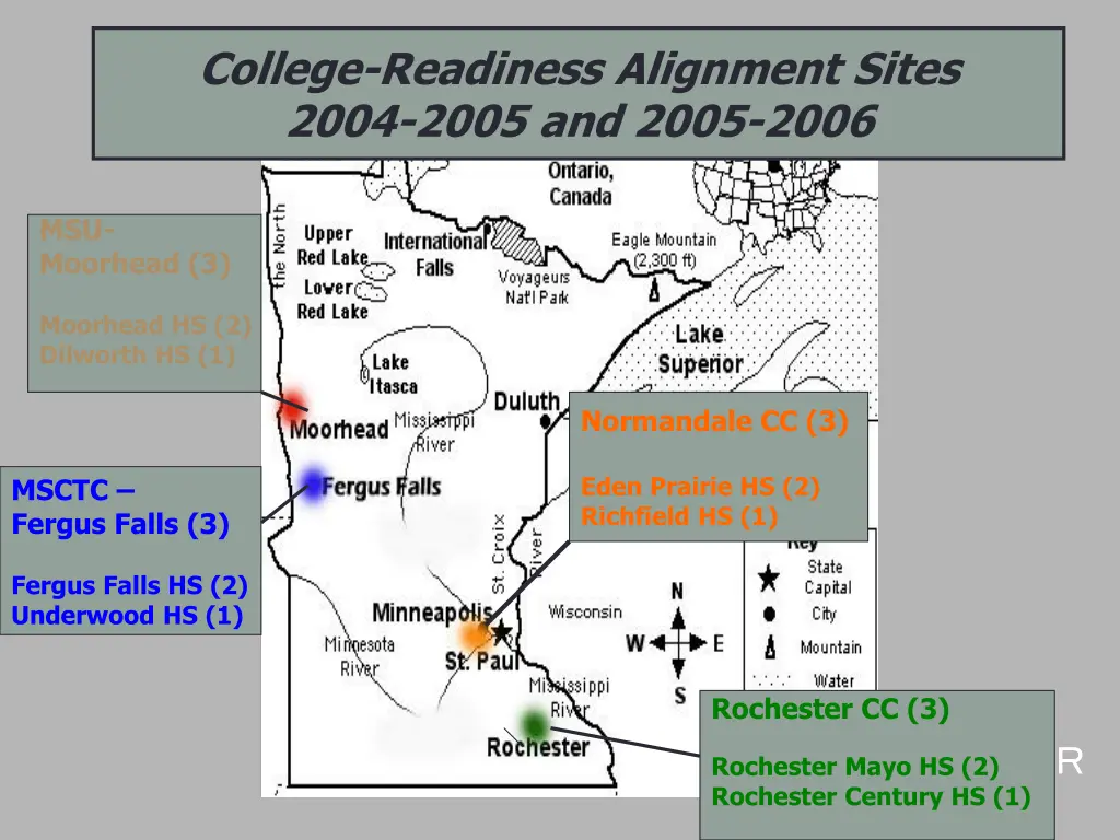 college readiness alignment sites 2004 2005