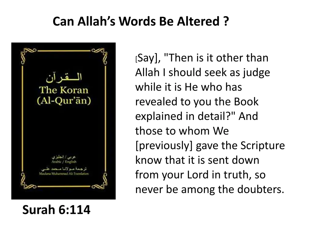can allah s words be altered