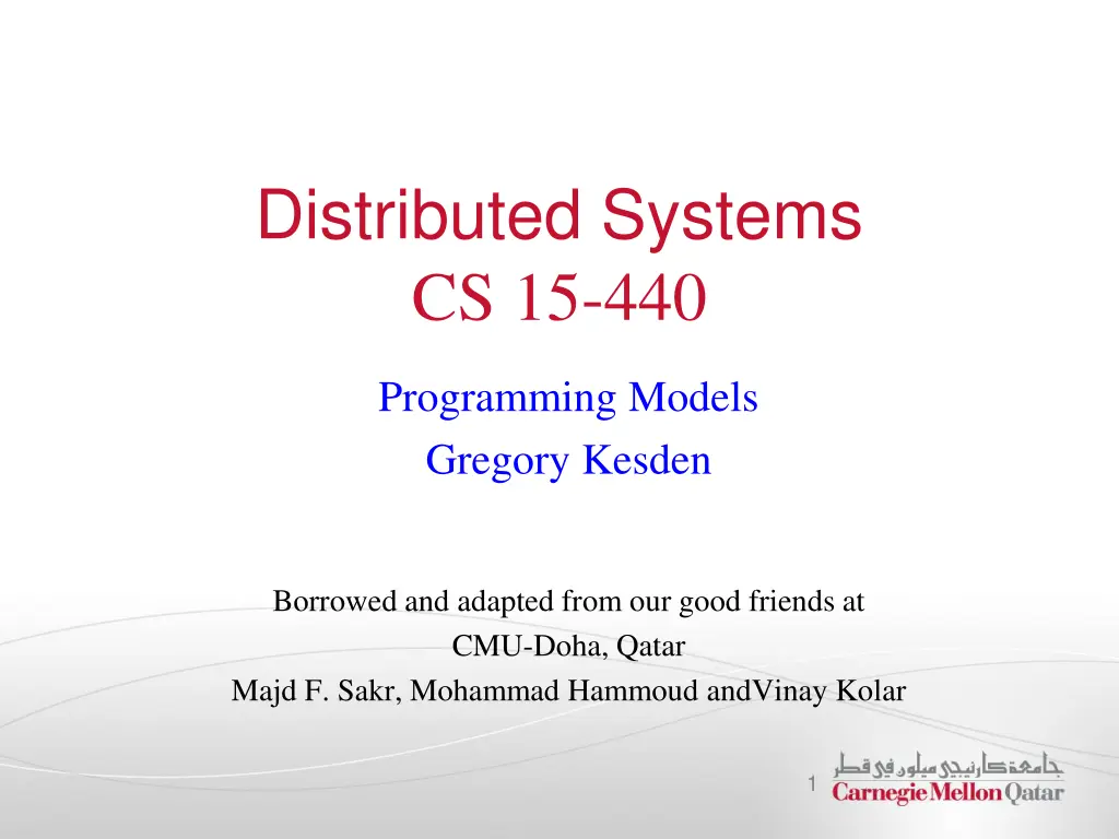 distributed systems cs 15 440
