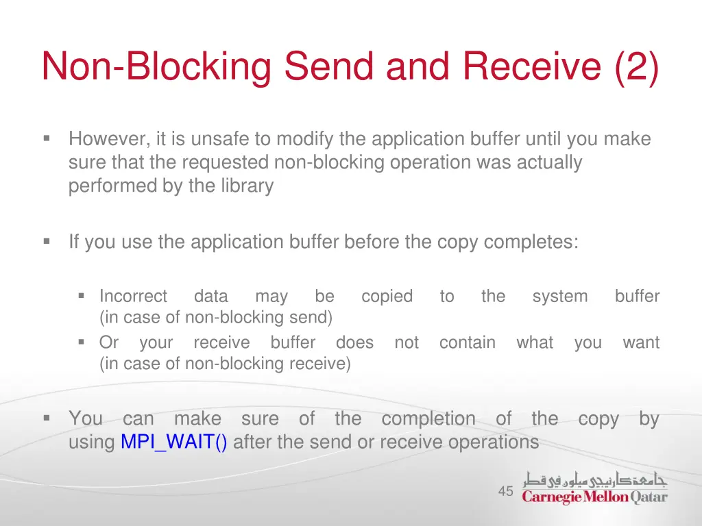 non blocking send and receive 2