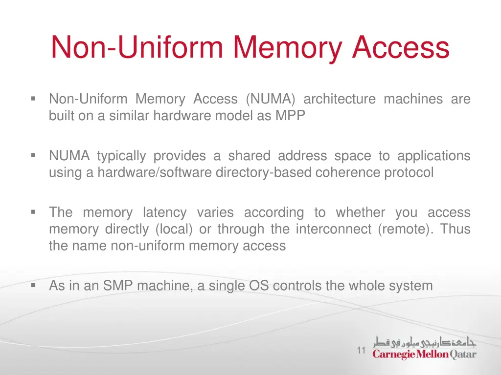 non uniform memory access