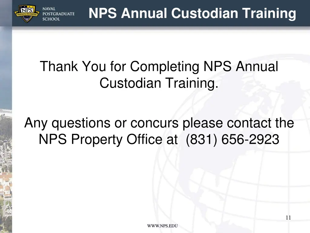 nps annual custodian training 10
