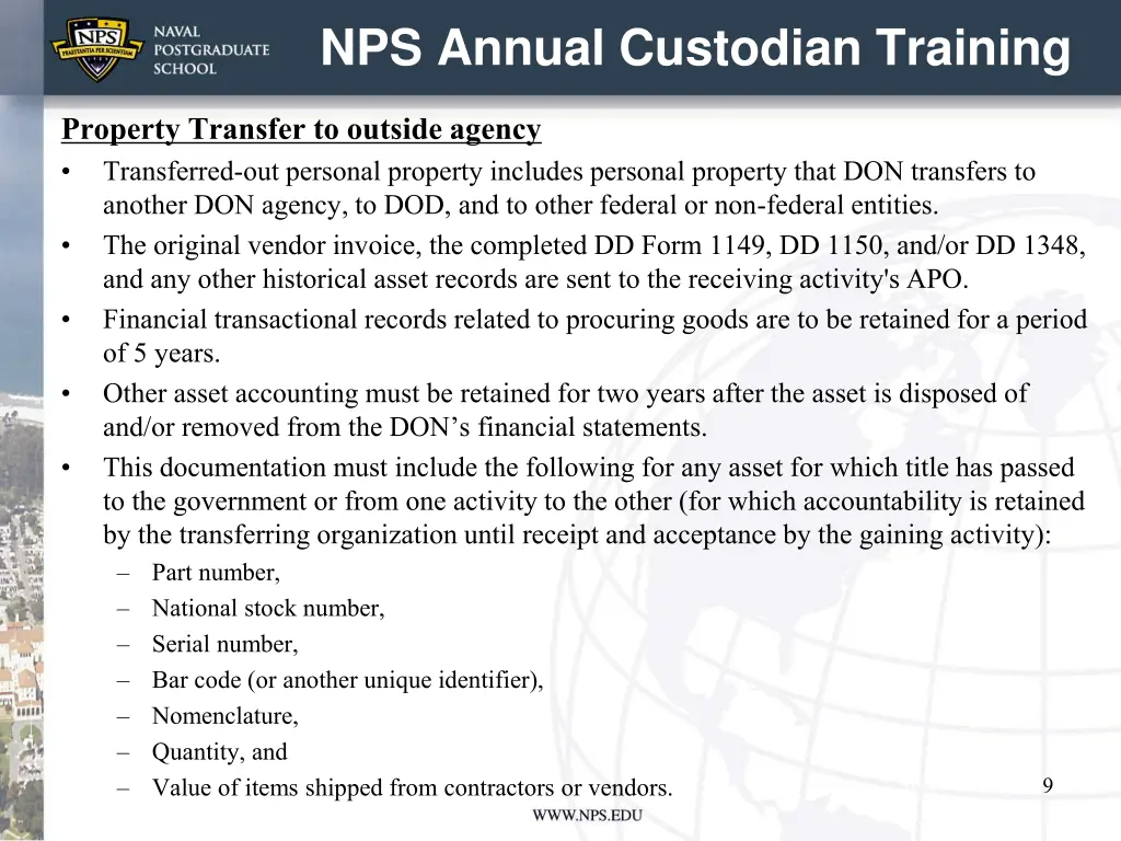 nps annual custodian training 8