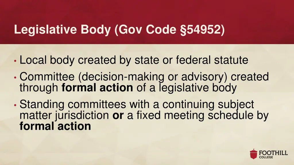 legislative body gov code 54952