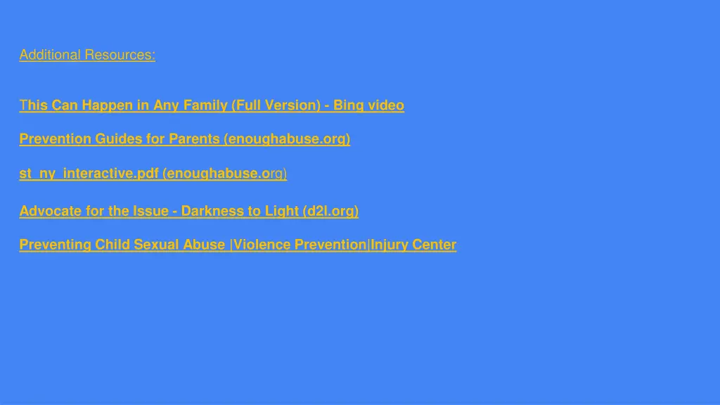 additional resources