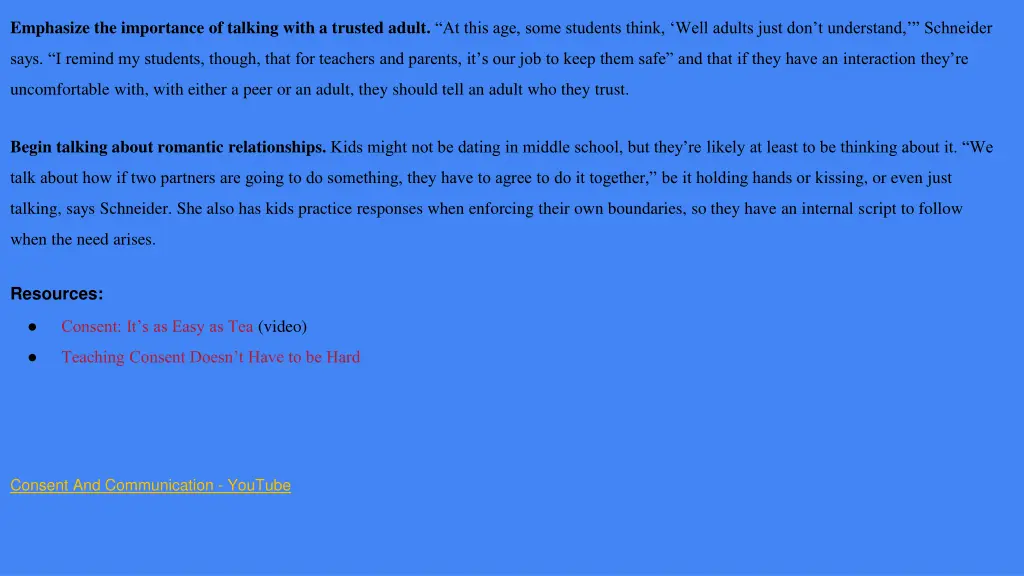 emphasize the importance of talking with