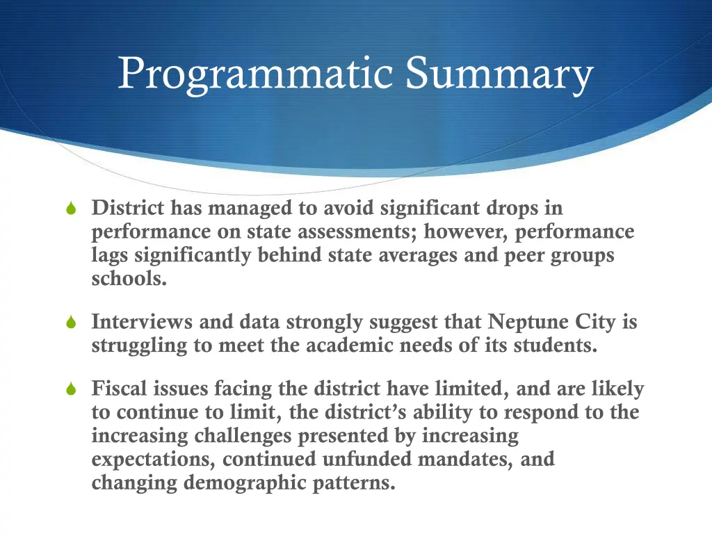 programmatic summary