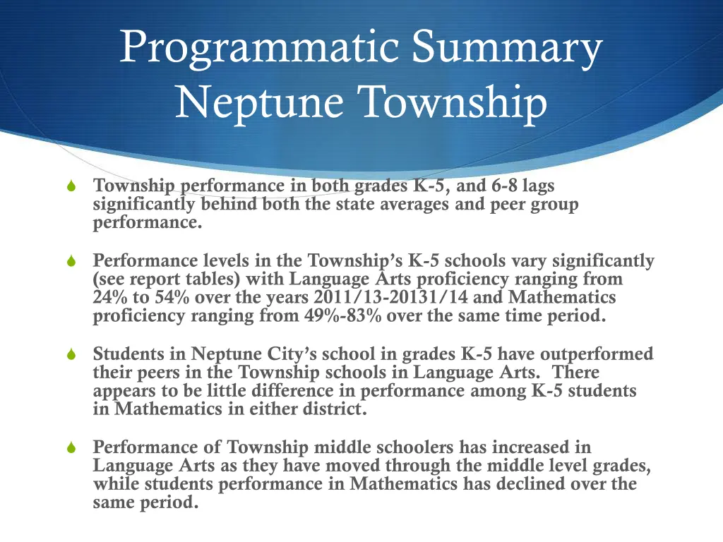 programmatic summary neptune township