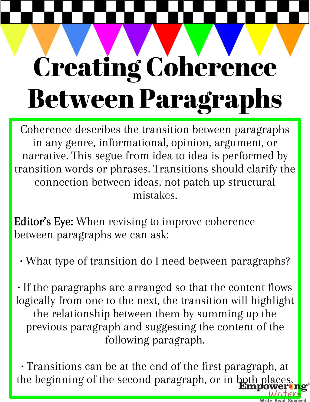 creating coherence between paragraphs