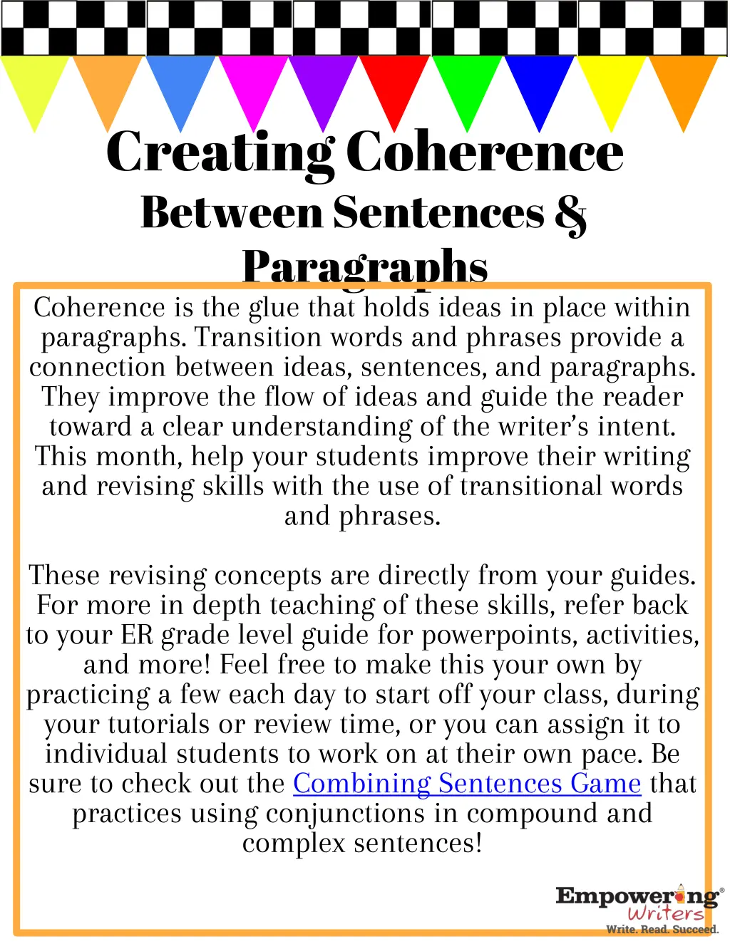 creating coherence between sentences paragraphs
