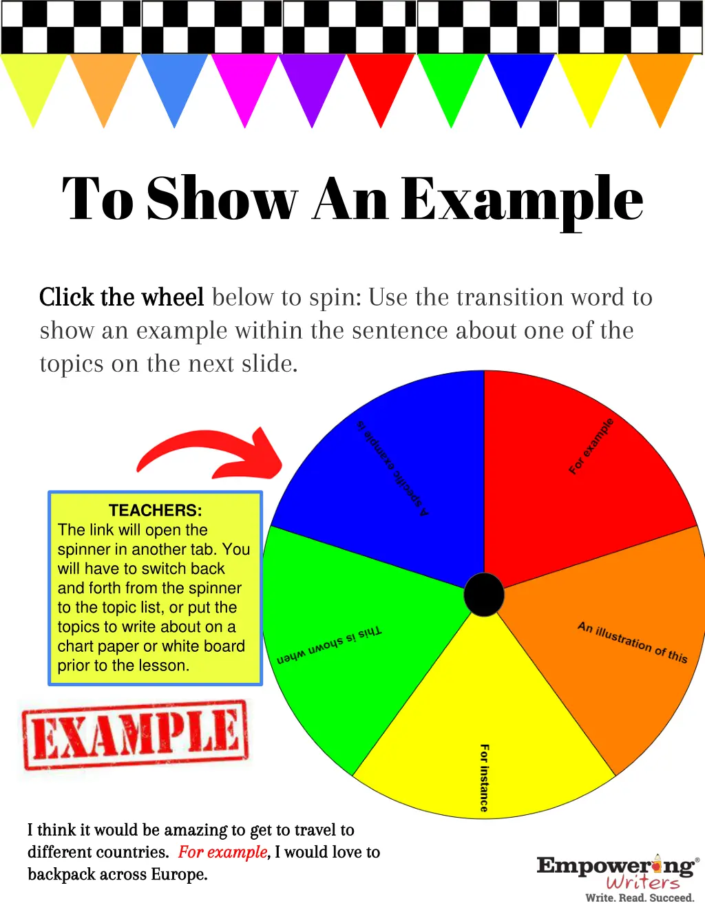 to show an example