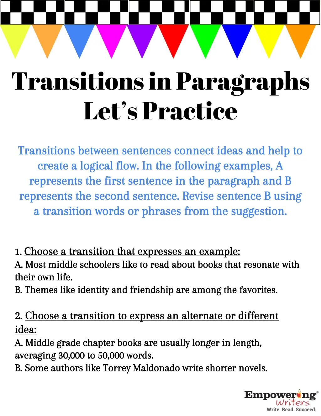 transitions in paragraphs let s practice