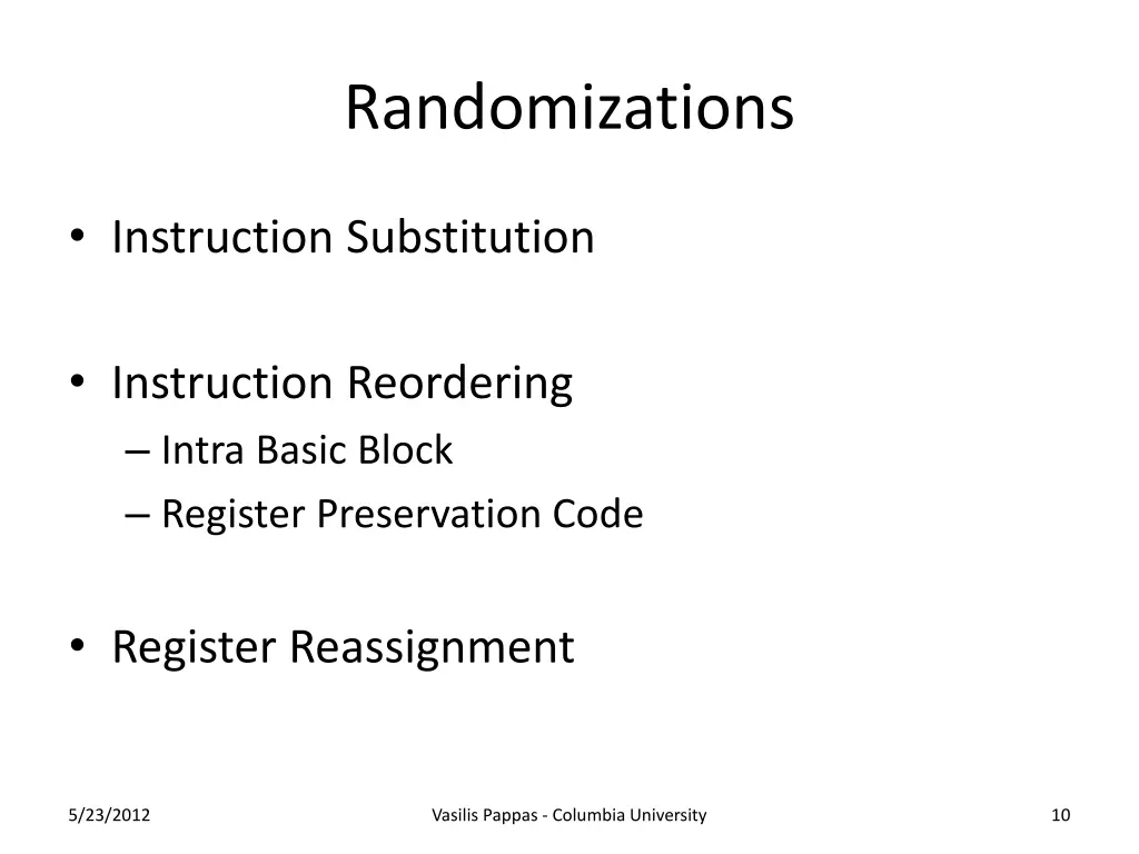 randomizations