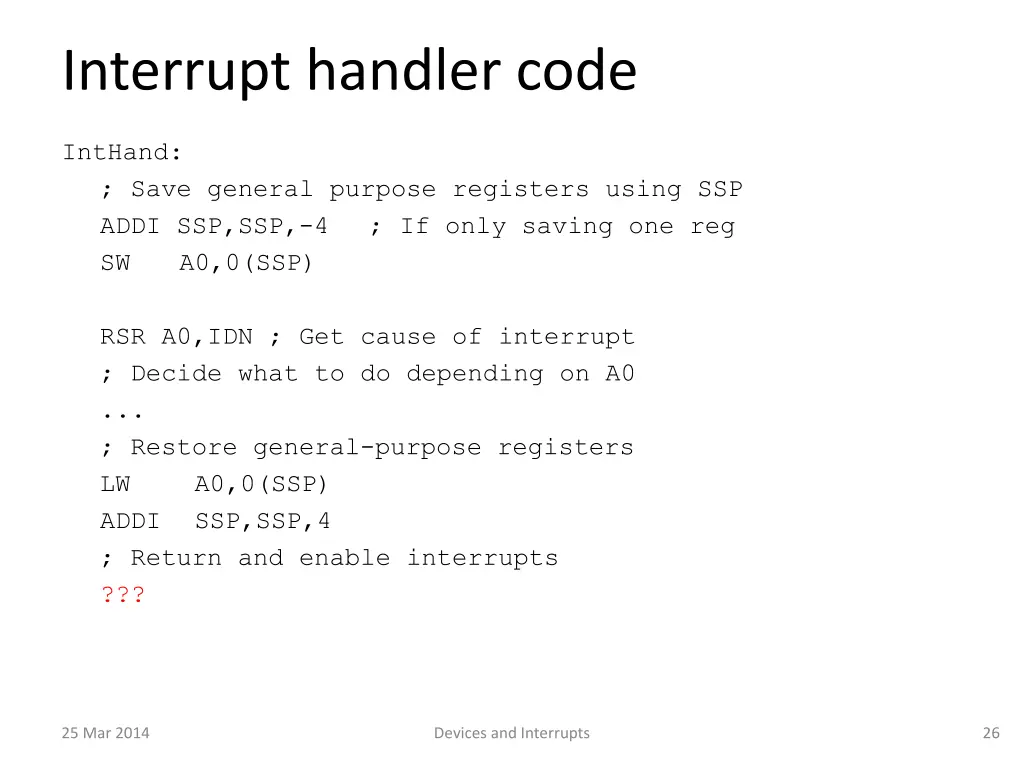 interrupt handler code 1