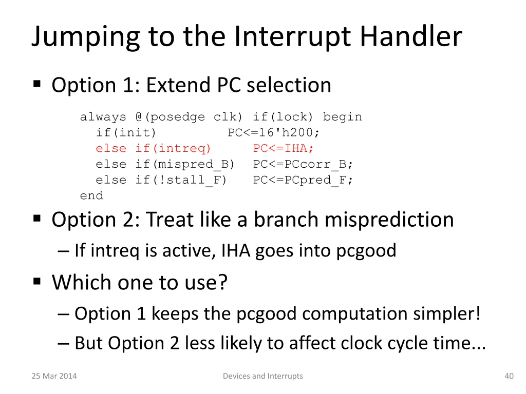 jumping to the interrupt handler