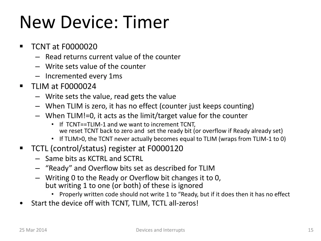 new device timer