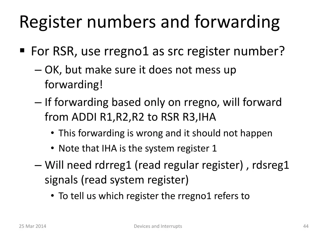 register numbers and forwarding